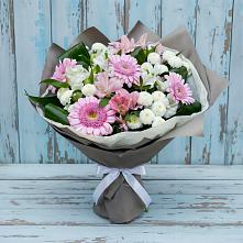 Букет цветов из:  Герберы, Альстромерии и Хризантемы в Дубровки