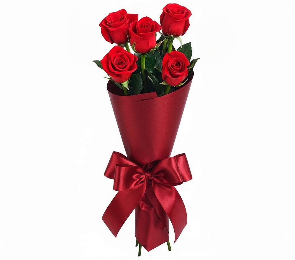 Букет 5 Красных роз Эдлесс Лав в Дубровки
