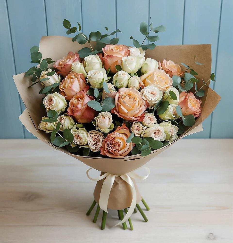 Букет цветов из: Альстромерии и Розы в Дубровки