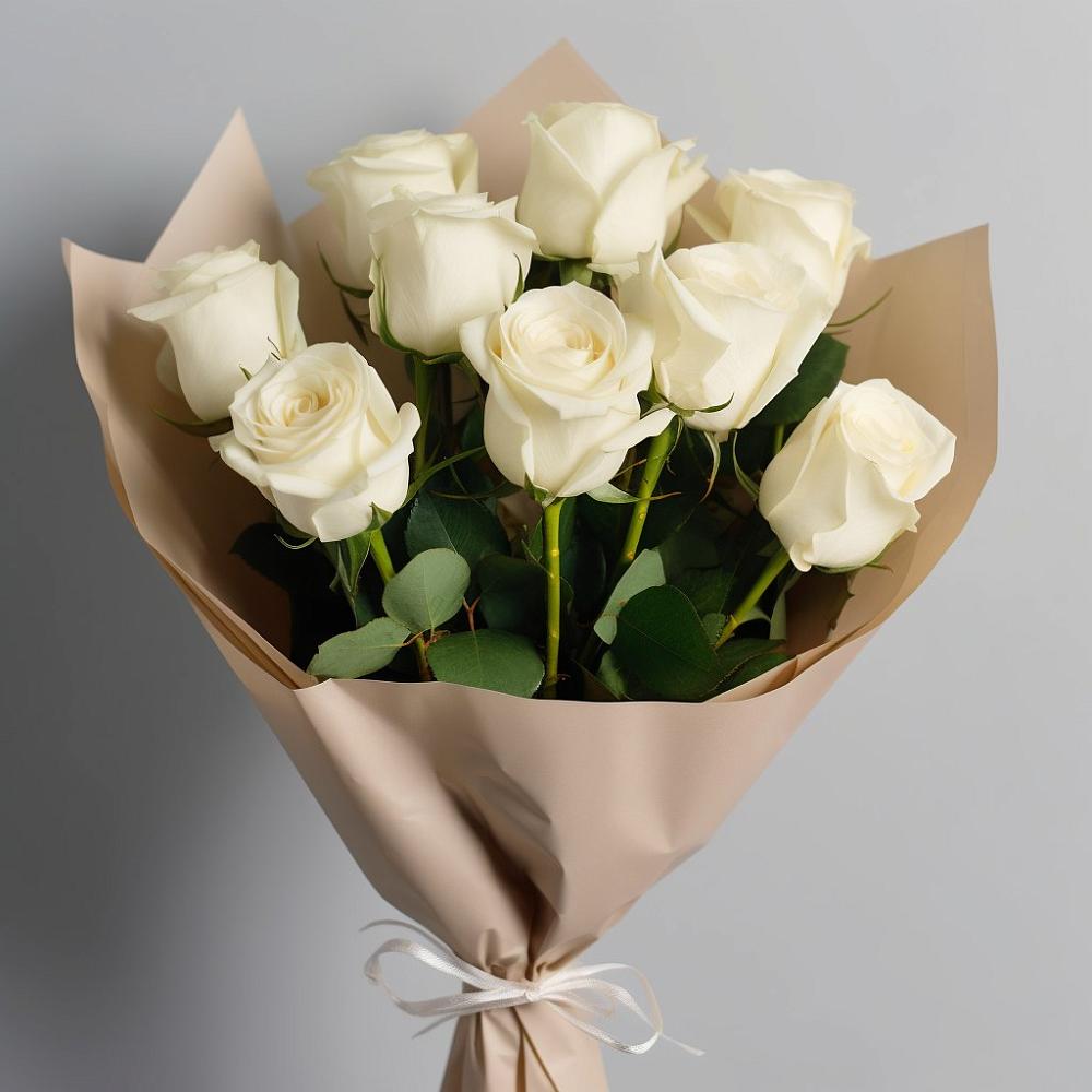 Букет 9 Белых роз Эдлесс Лав в Дубровки