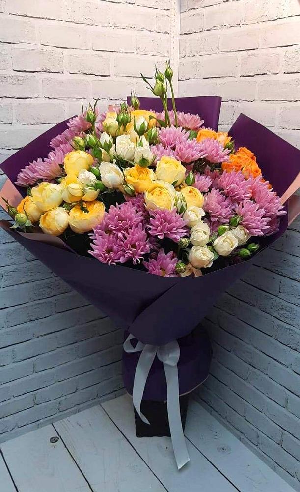 Букет цветов из: Хризантемы и Розы в Дубровки