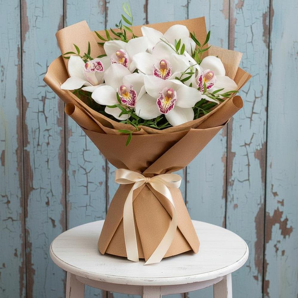 Букет цветов из: Орхидеи и Розы в Дубровки