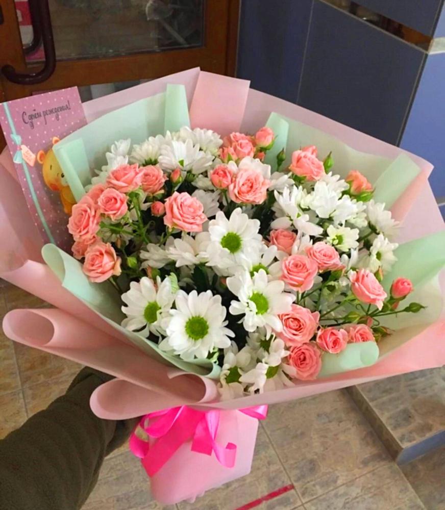 Букет цветов из: Розы и Хризантемы в Дубровки