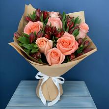Букет цветов из:  Розы и Альстромерии в Дубровки