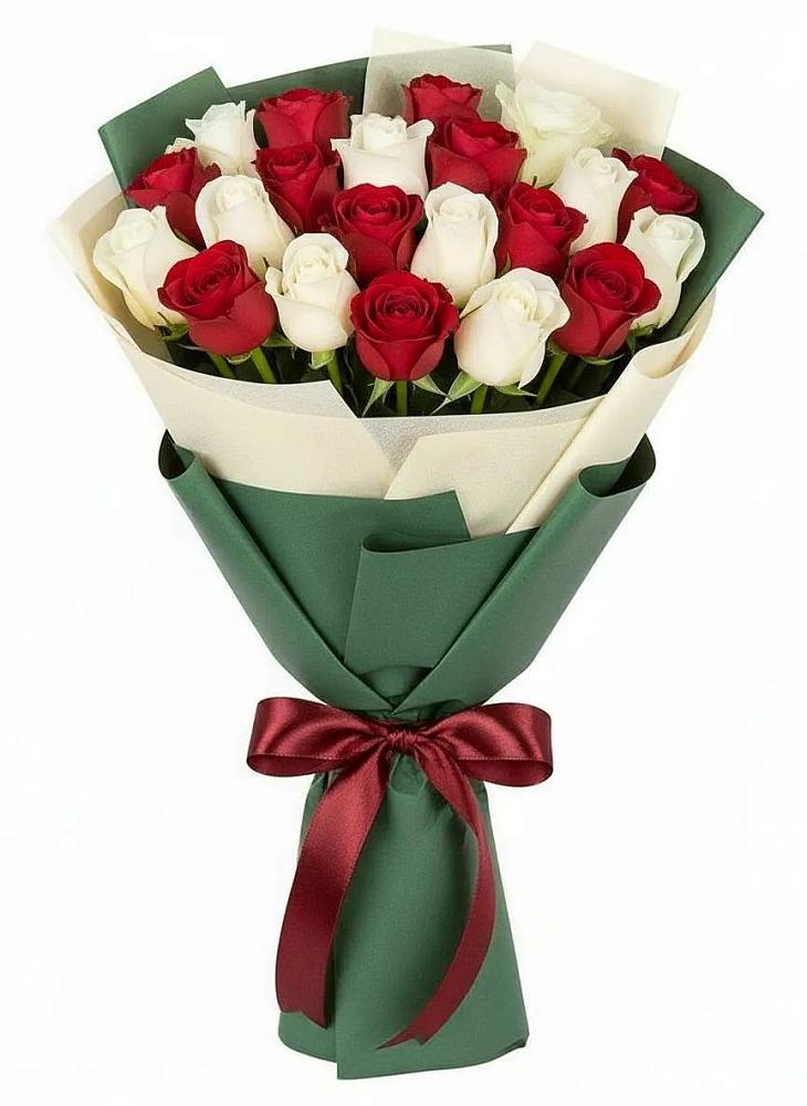 Букет Микс из красных и белых роз в Дубровки