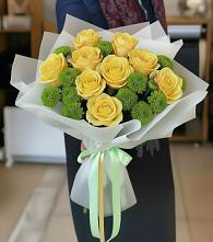 Букет цветов из:  Хризантемы и Розы в Дубровки