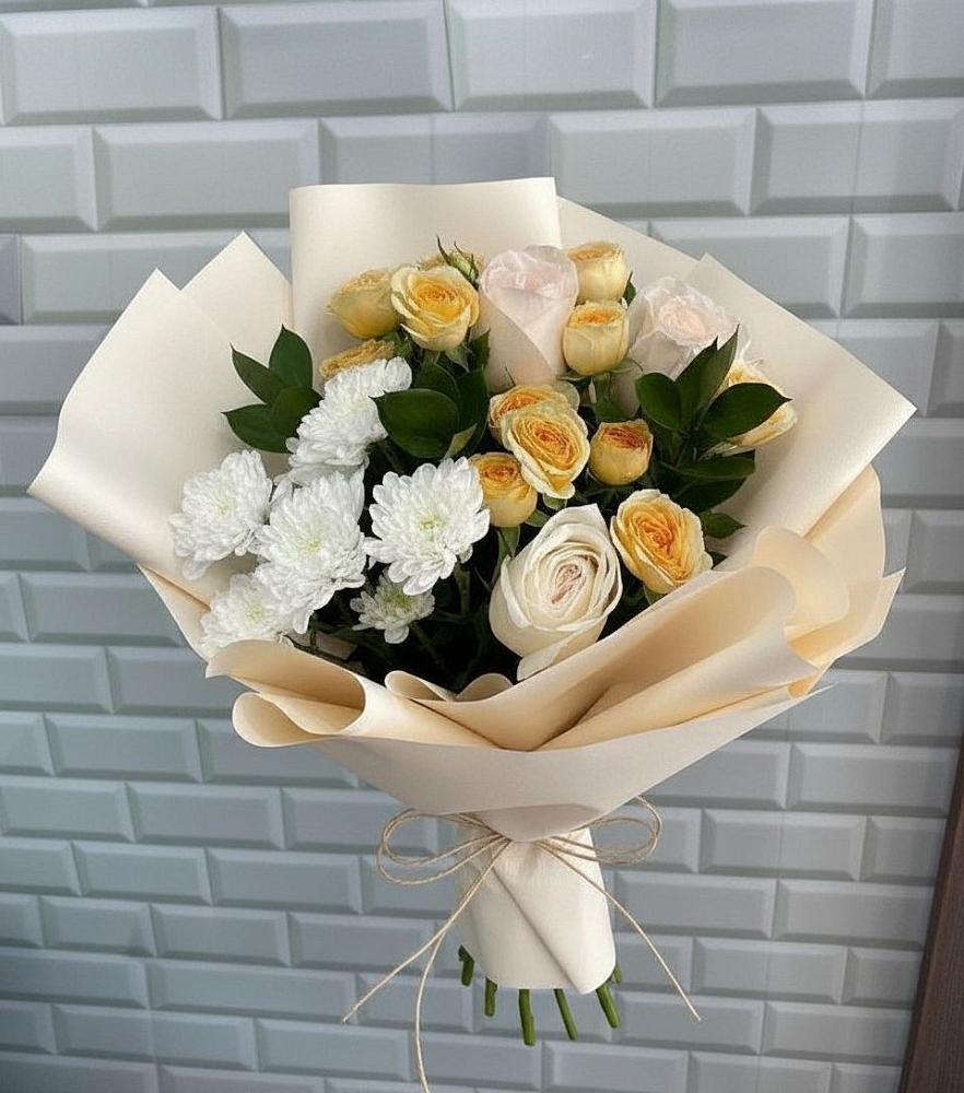 Букет цветов из: Розы и Хризантемы в Дубровки