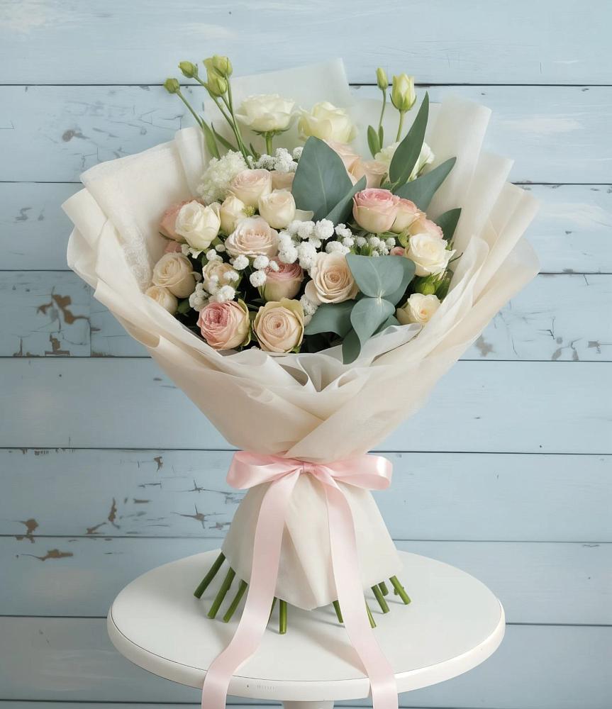 Букет цветов из: Розы и Лизиантусы в Дубровки