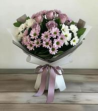 Букет цветов из:  Хризантемы и Розы в Дубровки
