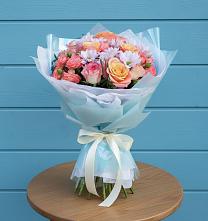 Букет цветов из:  Хризантемы и Розы в Дубровки