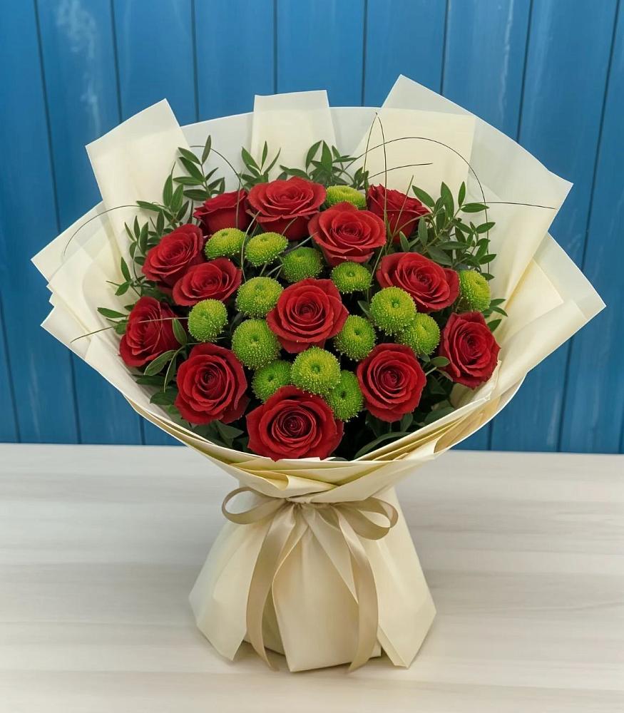 Букет цветов из: Розы и Хризантемы в Дубровки